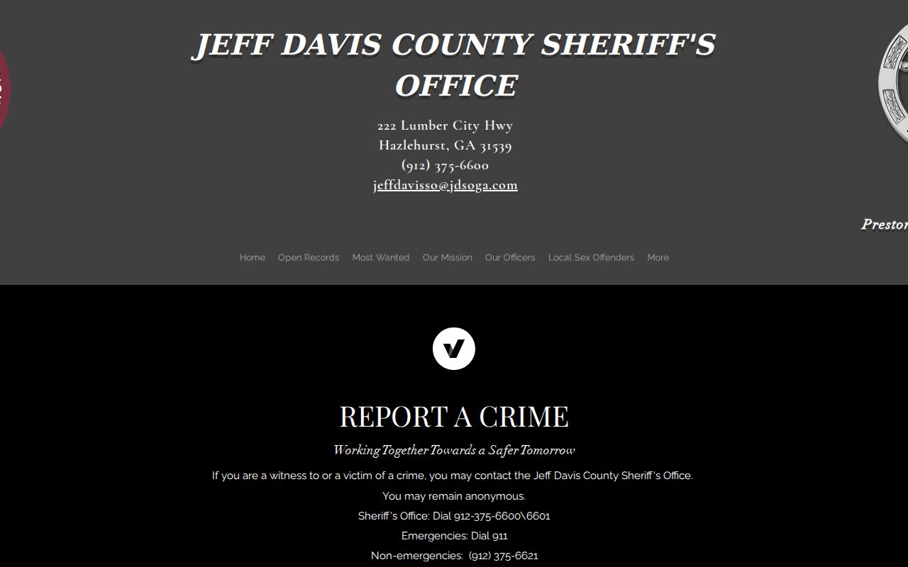 Jeff Davis Sheriff wanted-person reporting page