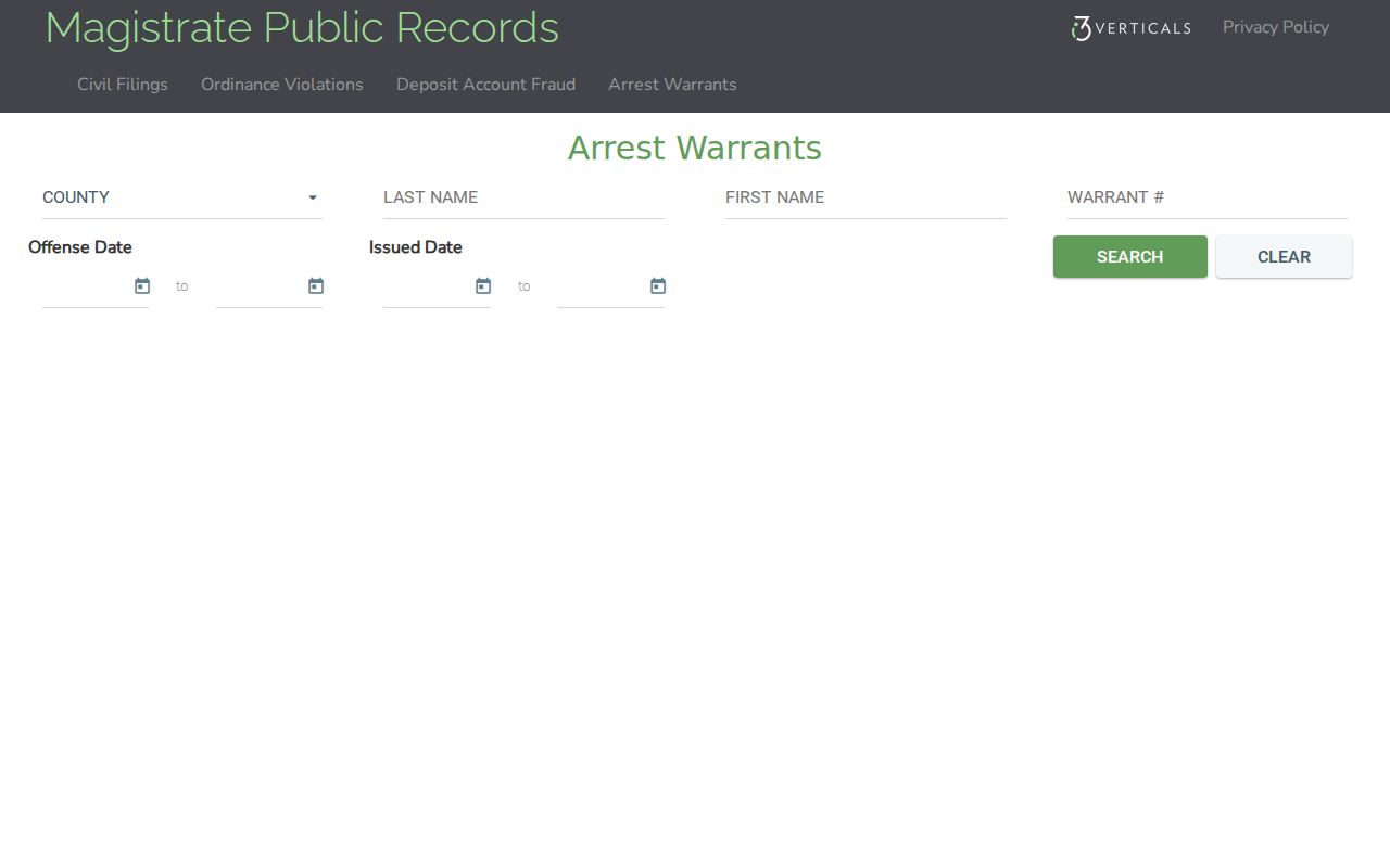 Georgia Magistrate Records county dropdown without visible Jeff Davis coverage