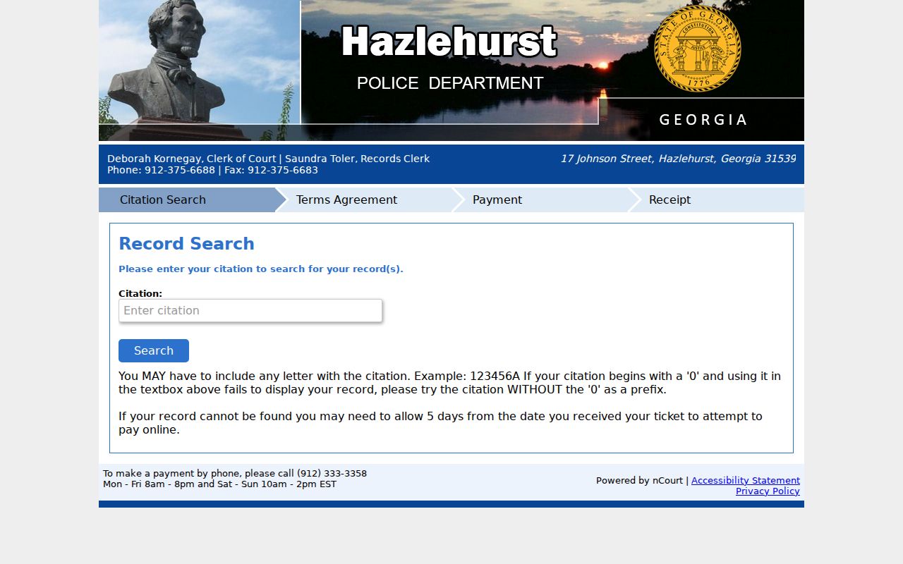 Hazlehurst citation field and timing notice