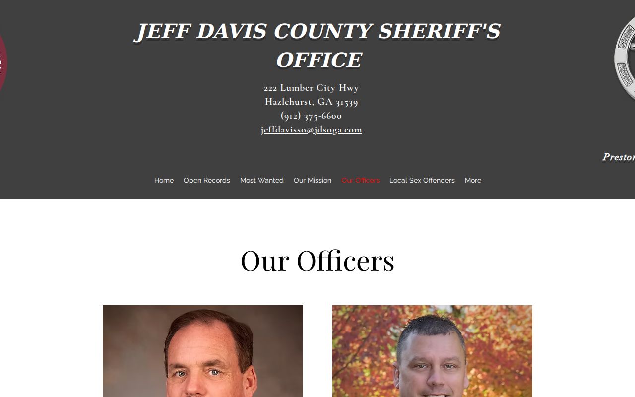 Jeff Davis County warrant records sheriff contact page